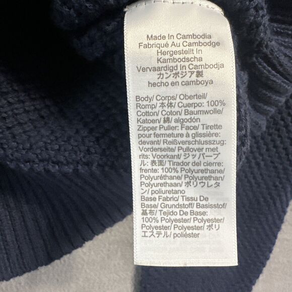 J. Crew Half Zip Pullover Sweater WOMENS Size M Navy Waffle Knit Preppy Academia - Picture 6 of 8